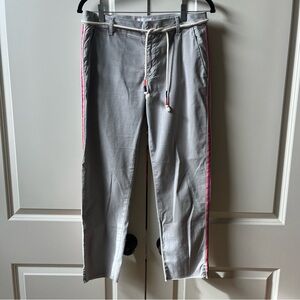 Like New Sundry Le Soleil Pants Khaki Gray Frayed Hem with Side Stripes Size 27